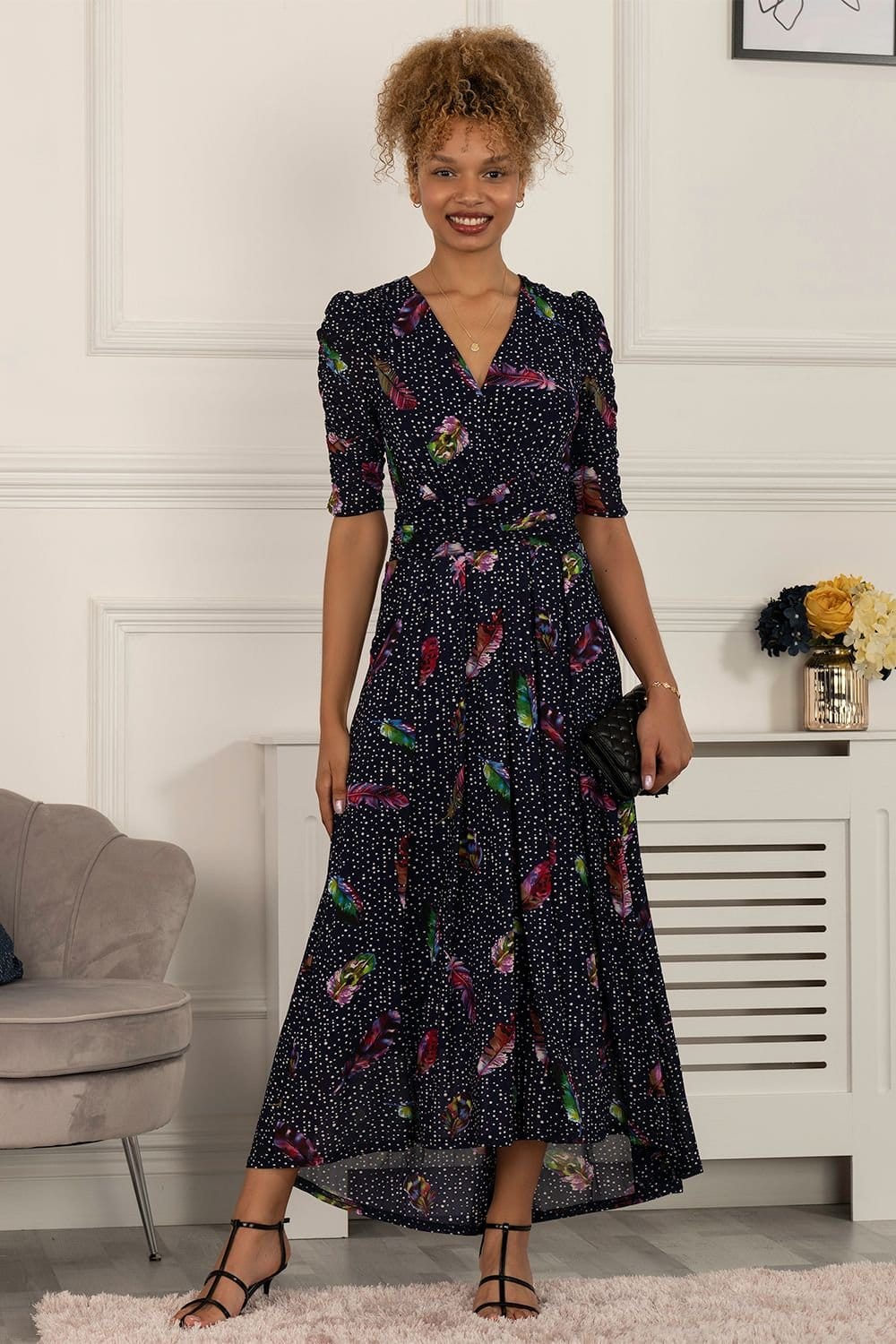 Jolie Moi Jolie Moi Women's Ressie Dip Hem Maxi Dress in Navy - 4