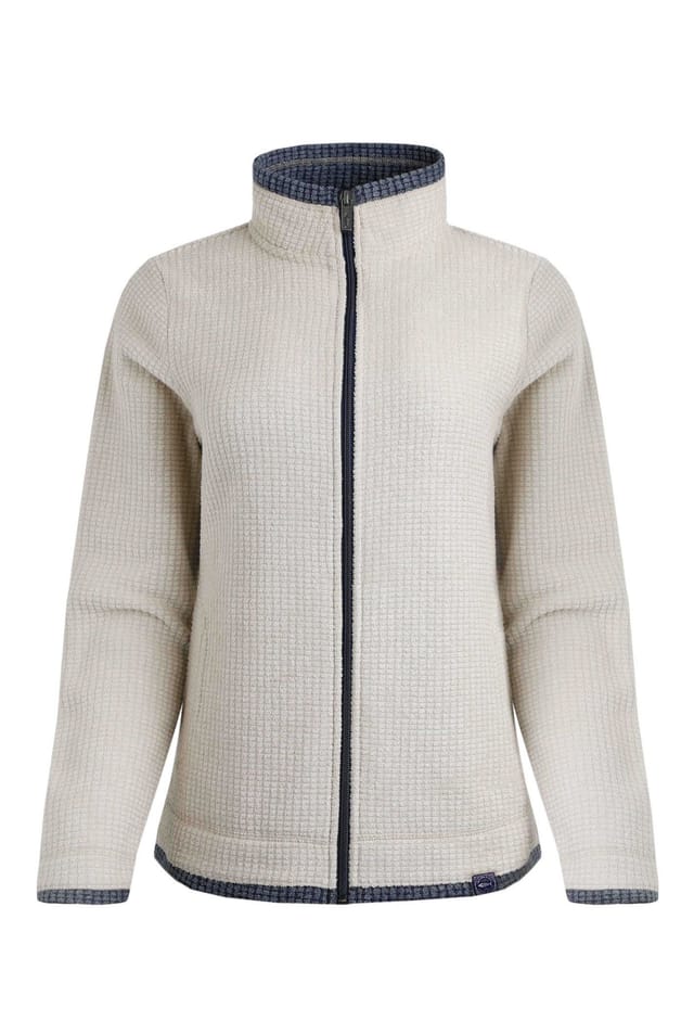 Weird Fish Weird Fish Women's Ariana Full Zip Grid Fleece in Ecru - 2