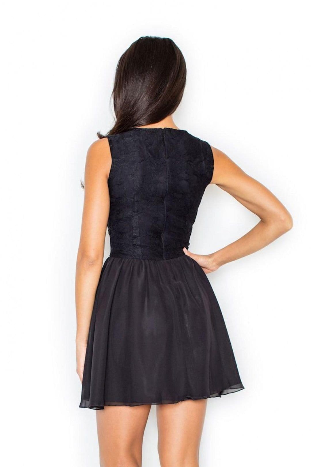 Love Lace Love Lace Women's Sleeveless Semi Sheer Lace Cutout Waist Dress in Black - 4