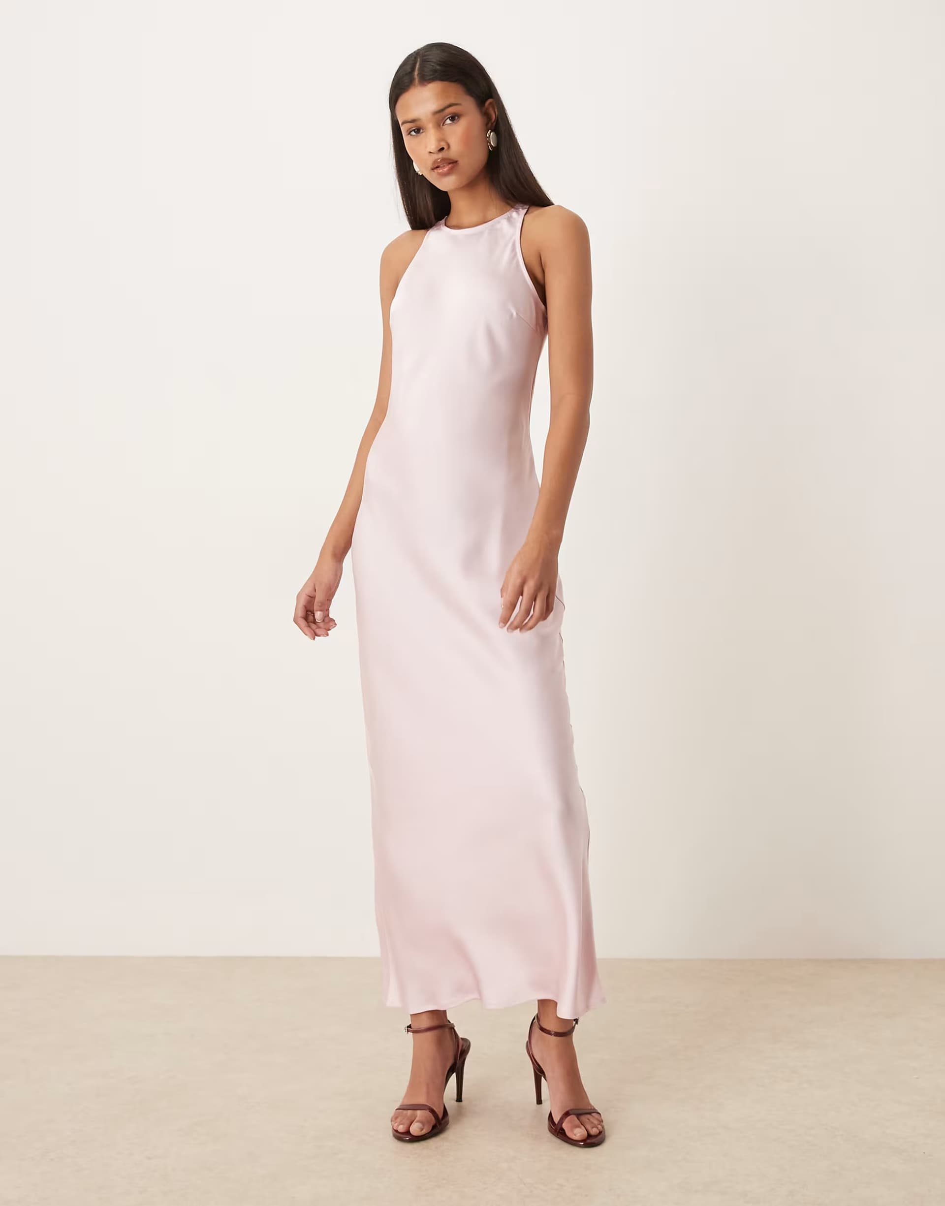 ASOS Vila racer satin midaxi dress in cherry blossom
