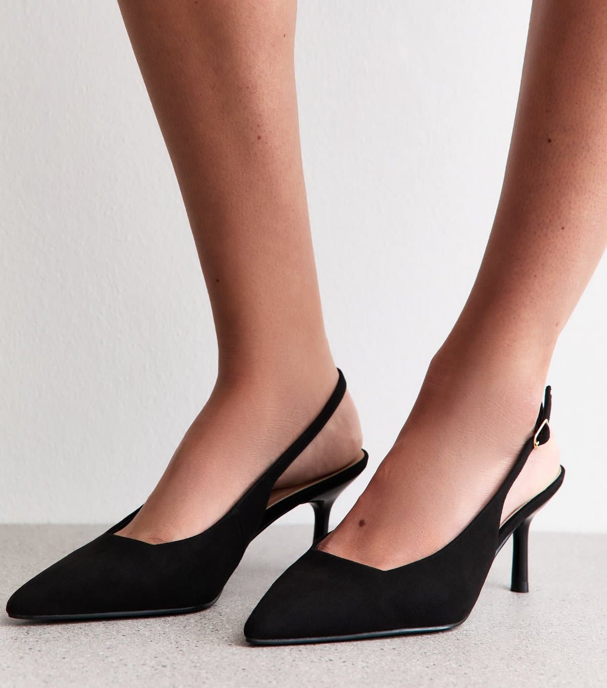 New Look Women's Black Faux Suede Slingback Court Shoes Vegan New Look