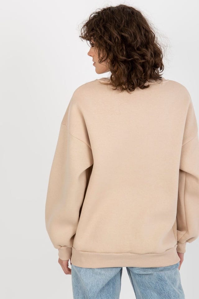 Love Lace Love Lace Women's Cotton Elastane Embroidered Casual Sweatshirt in Beige - 3
