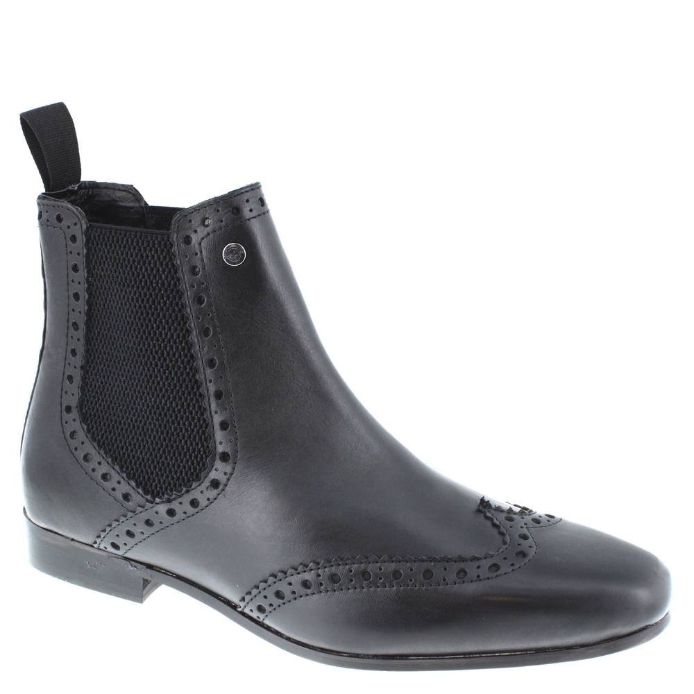 HX London HX London Men's Harlow Leather Pointed Brogue Chelsea Boots in Black - 4