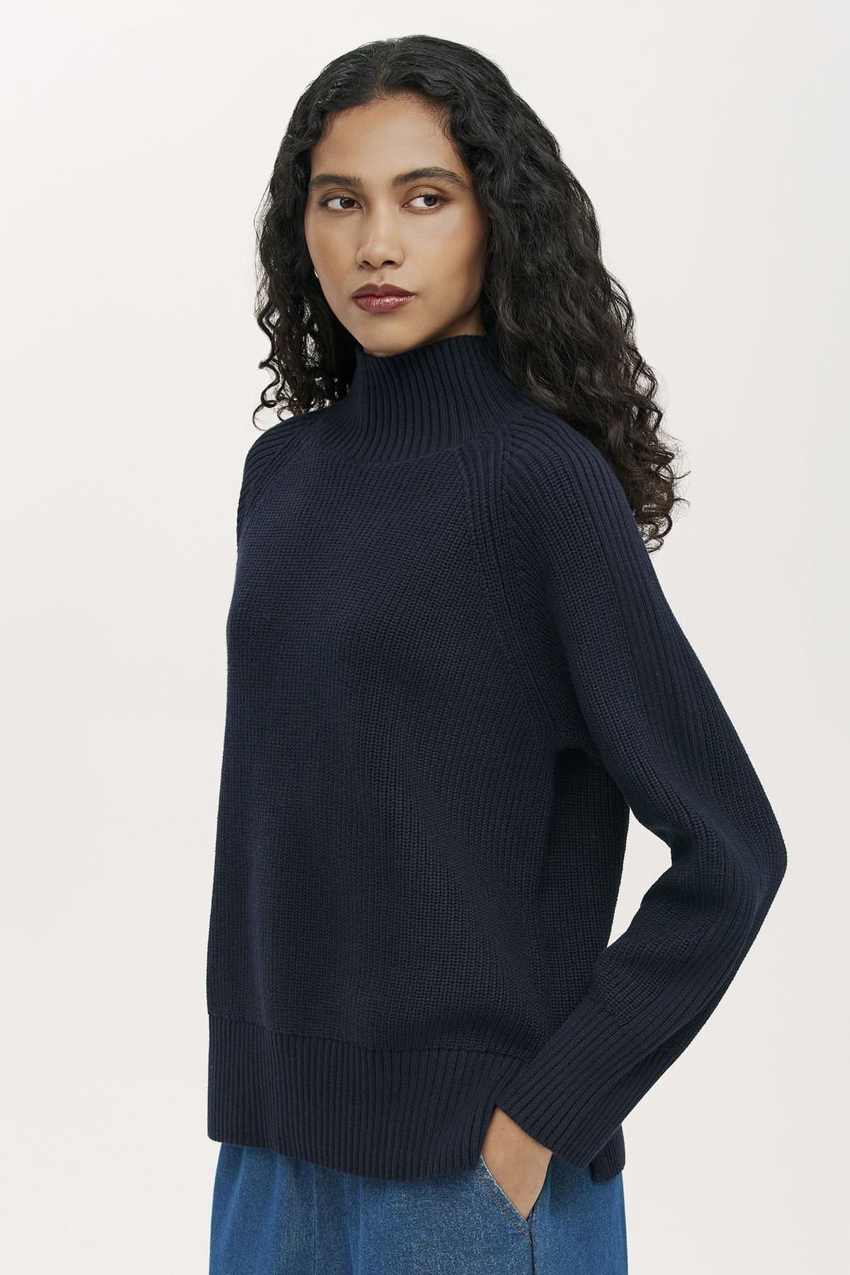 Finery London Finery London Dark Navy Funnel Neck Knitted Jumper