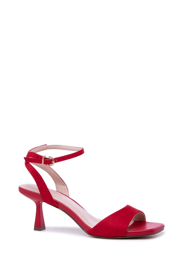 Paradox London Paradox London Women's Melrose' Flared Heel Ankle Strap Sandals in Red - 2