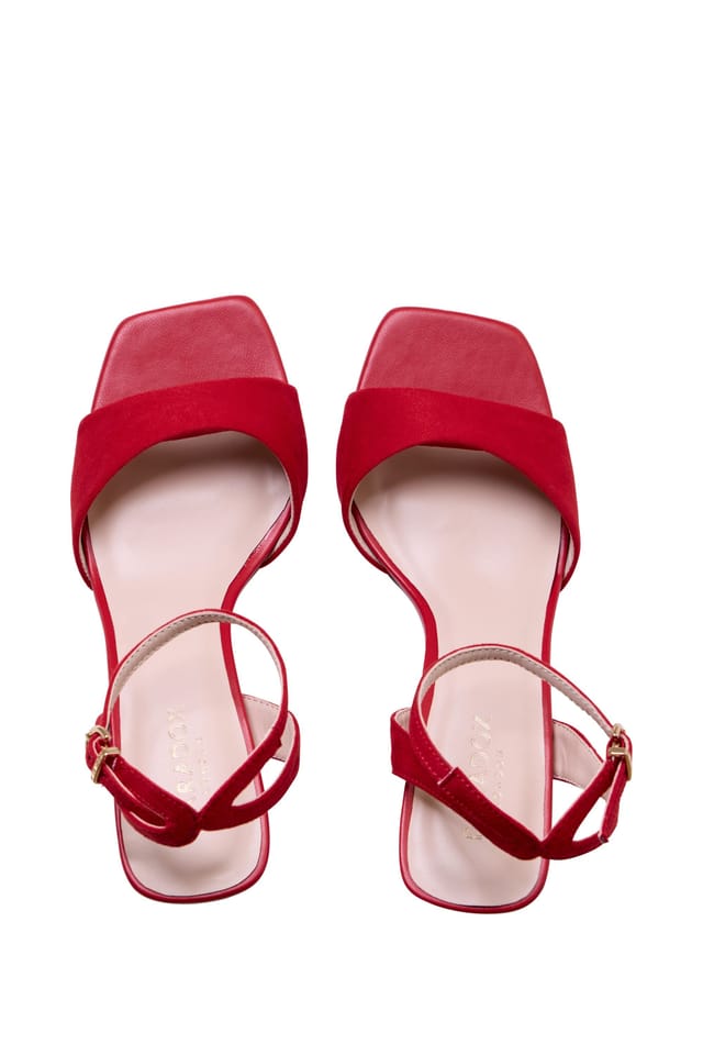 Paradox London Paradox London Women's Melrose' Flared Heel Ankle Strap Sandals in Red - 3