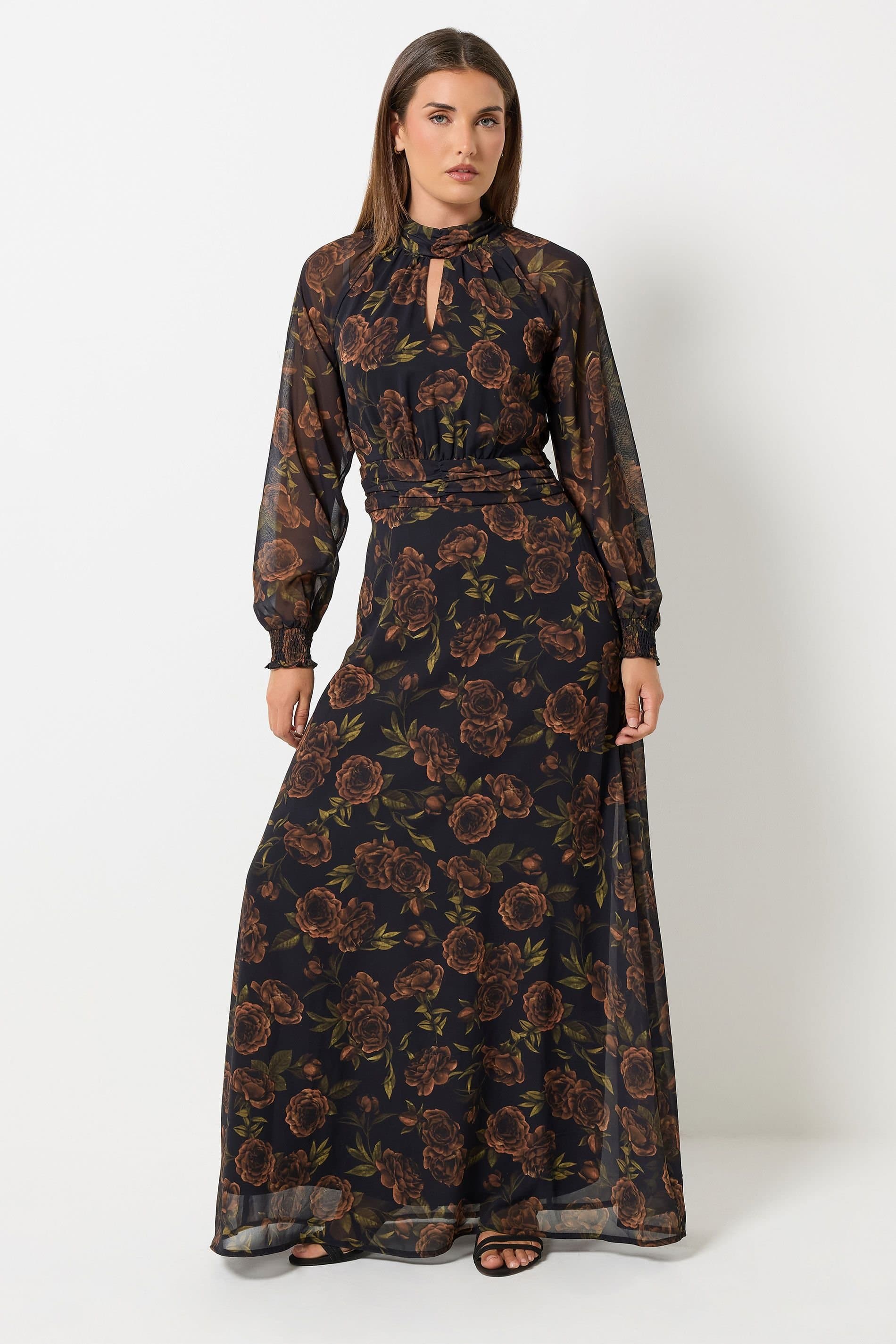 Long Tall Sally Long Tall Sally Women's Tall Floral Keyhole Maxi Dress in Black