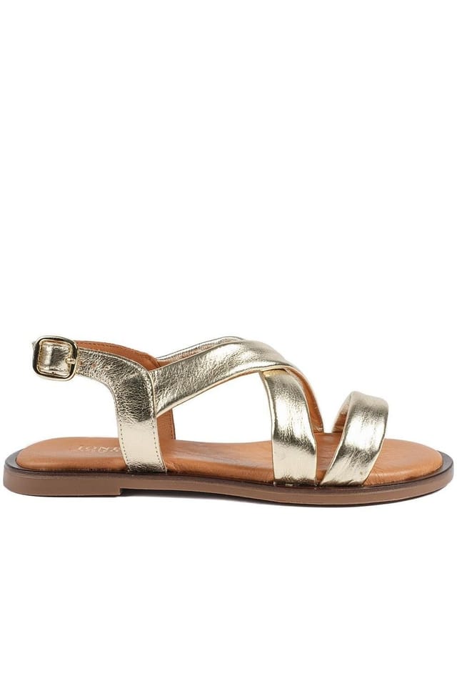 Jones Bootmaker Jones Bootmaker Women's Haliwide Leather Wide-Fitting Sandals in Gold - 2