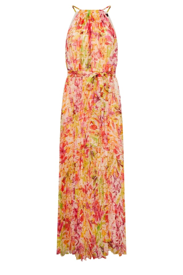 Star by Julien Macdonald Star by Julien Macdonald Women's Floral Metallic Pleated Dress in Yellow - 2
