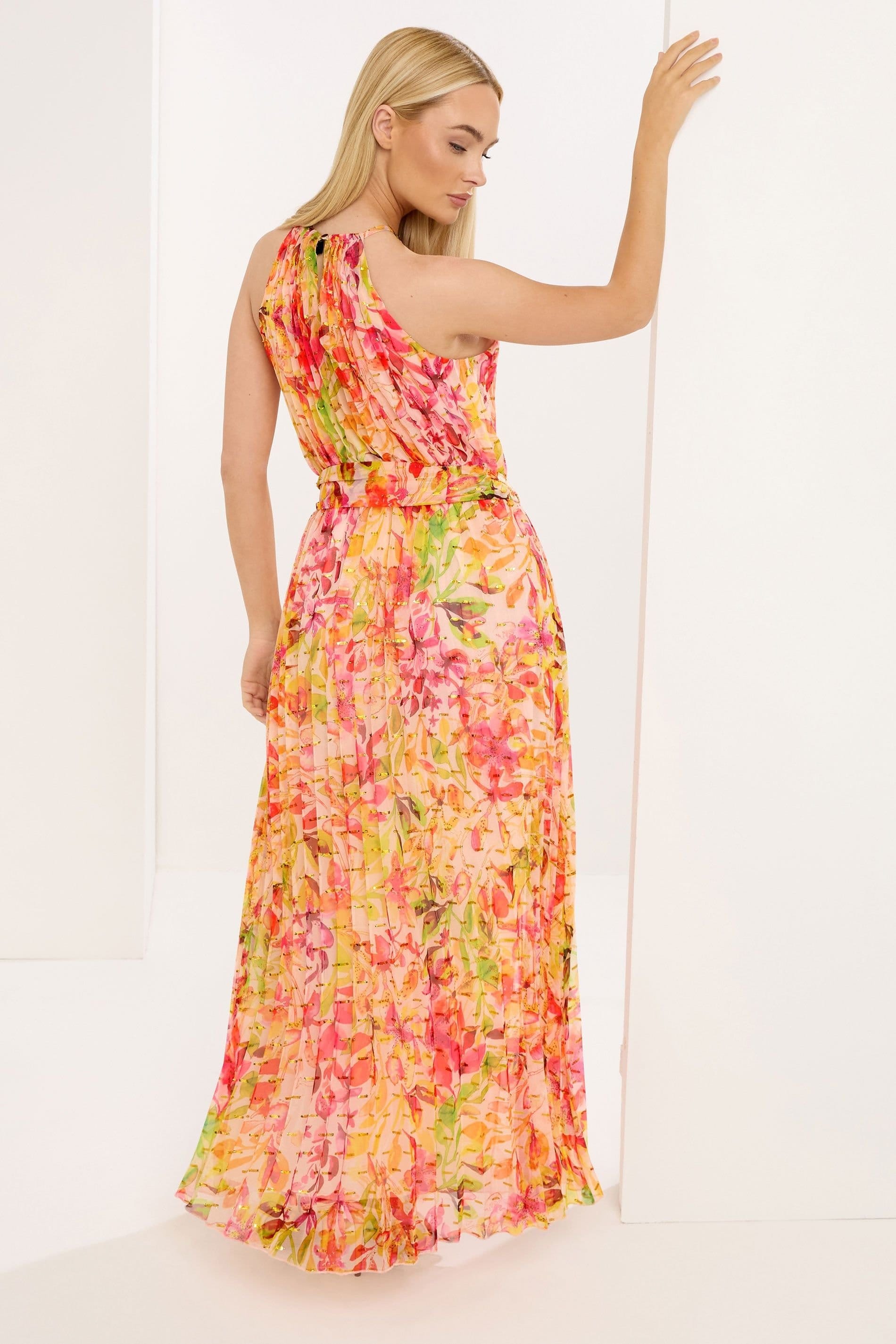 Star by Julien Macdonald Star by Julien Macdonald Women's Floral Metallic Pleated Dress in Yellow - 4