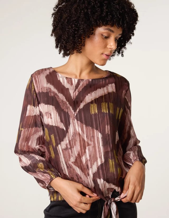 Blue Vanilla Tie Knot Metallic Chiffon Blouse - 3