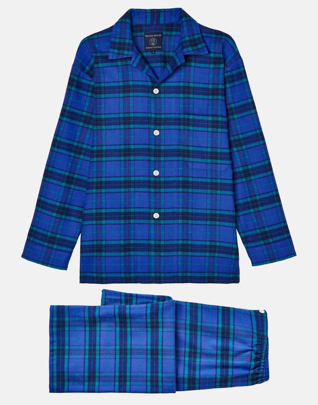 British Boxers British Boxers Men's "Midnight" Tartan Brushed Cotton Pyjama Set in Bottle Green - 2