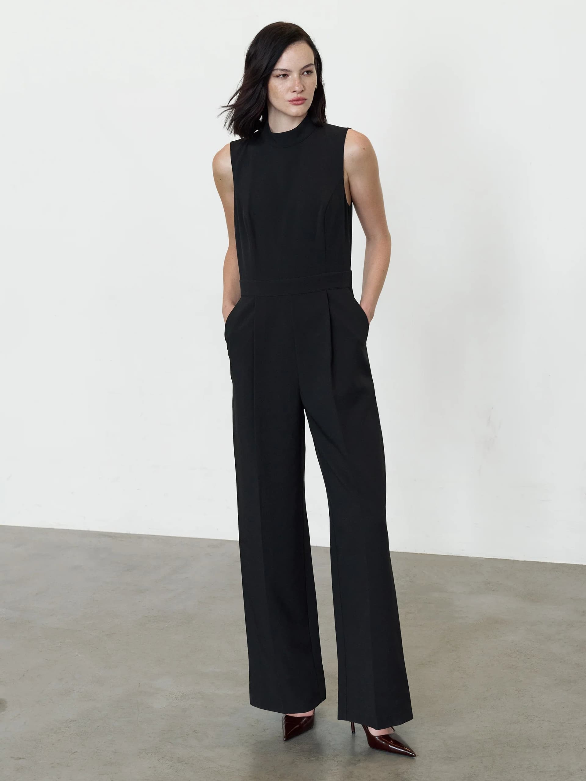 French Connection Miles Black Fringe Wide Leg Jumpsuit Black