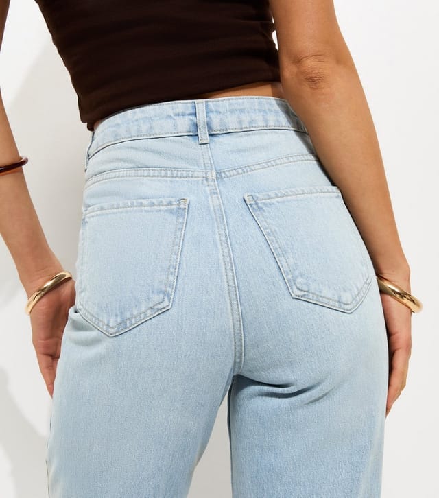 New Look Women's Tall Light Blue Cotton Rich High Rise Mom Jeans New Look - 2