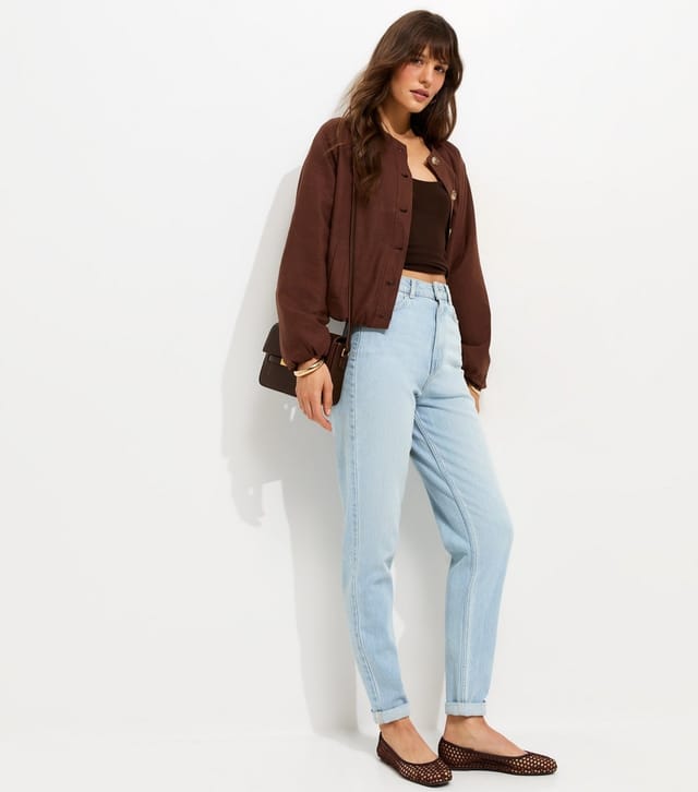 New Look Women's Tall Light Blue Cotton Rich High Rise Mom Jeans New Look - 3