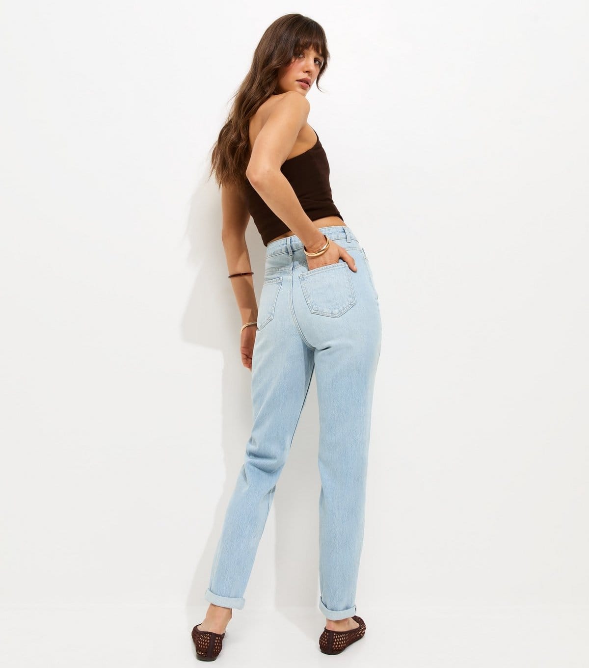 New Look Women's Tall Light Blue Cotton Rich High Rise Mom Jeans New Look - 4