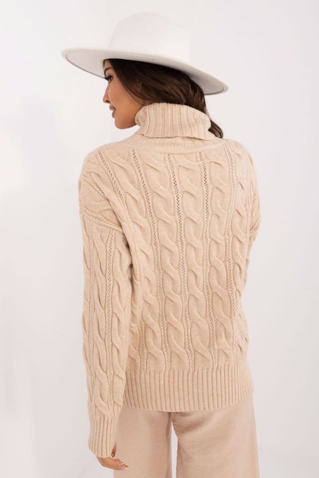 Love Lace Love Lace Women's Turtleneck High Neck Sweater for Everyday in Beige - 3