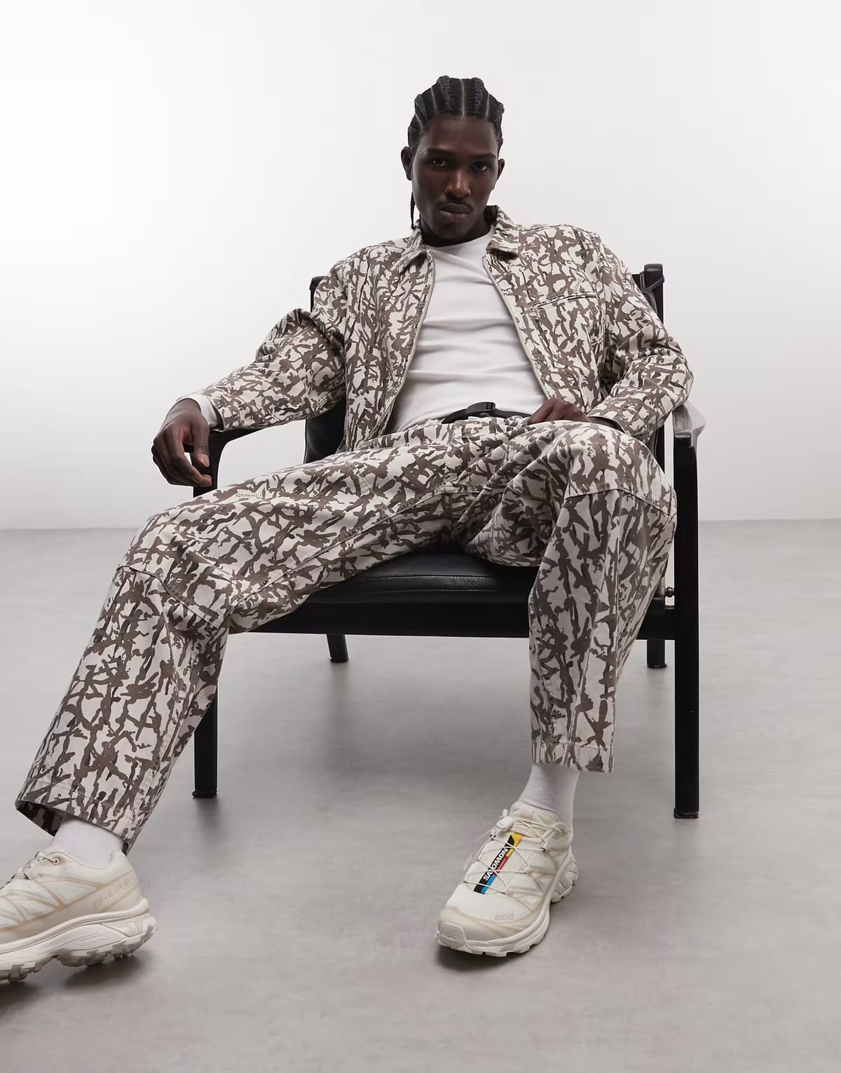 ASOS Gramicci taos patterned canvas pant co-ord in grey reed - 1