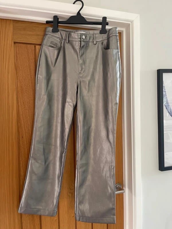 Never Fully Dressed Gunmetal NFD faux leather jeans