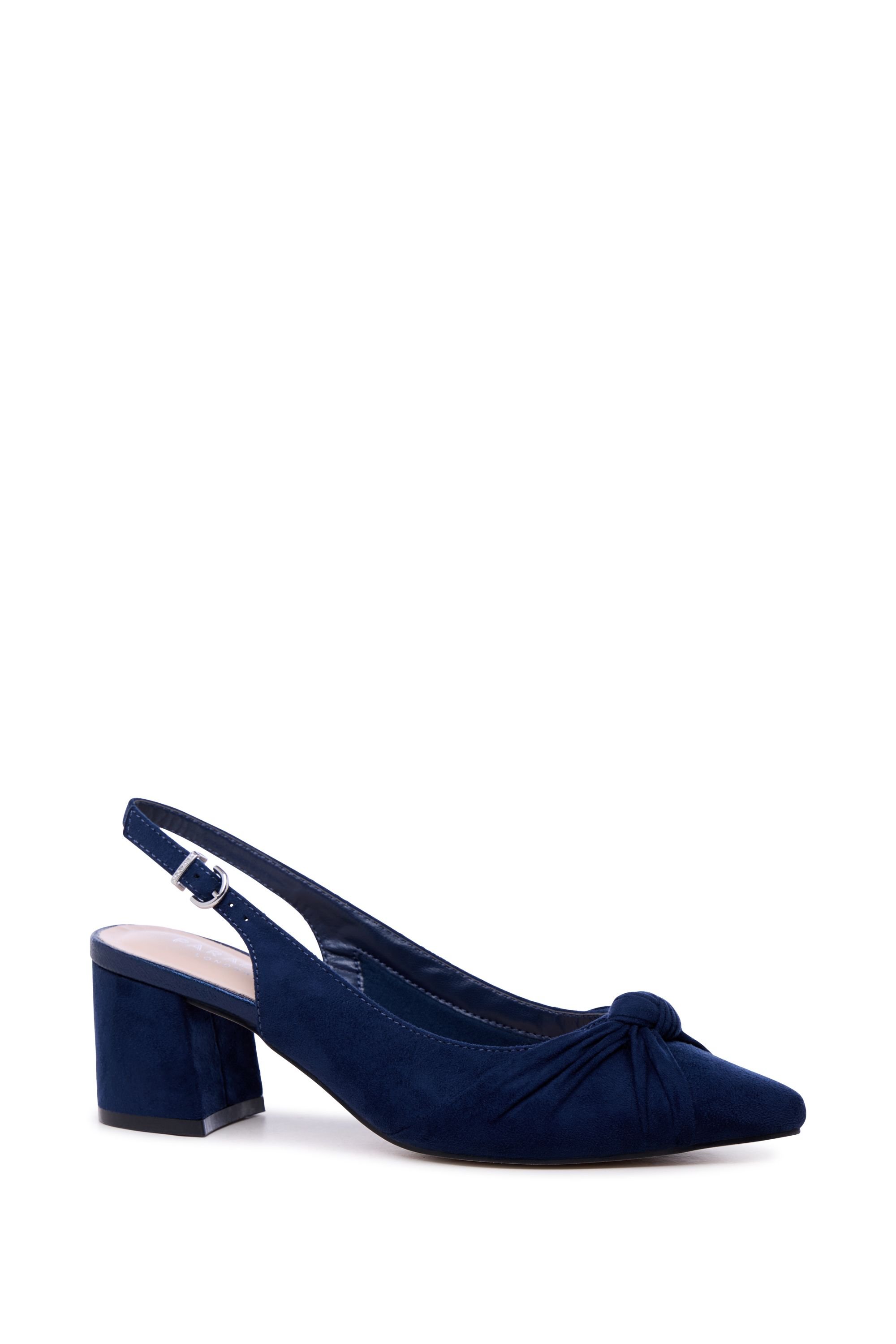 Paradox London Paradox London Women's Ilene' Block Heel Knot Detail Court Shoes in Navy - 2