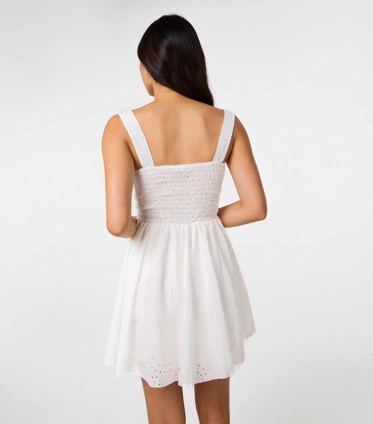 Pink Vanilla Women's White Broiderie Anglaise Ruched Mini Dress Pink Vanilla New Look - 4