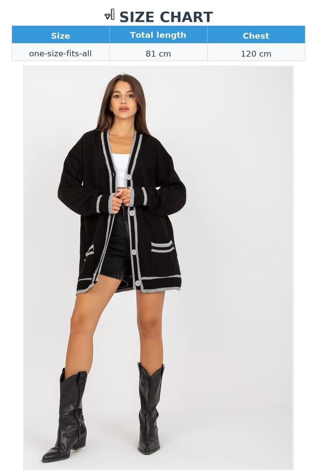 Love Lace Love Lace Women's Long Sleeve Cardigan with Contrast Trim in Black - 3
