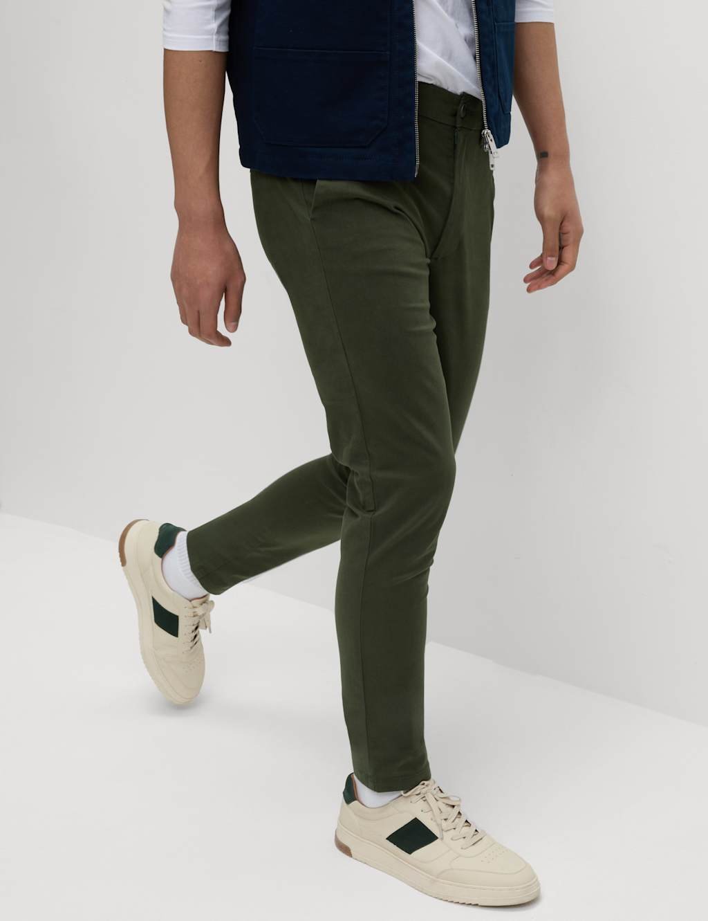 Marks & Spencer M&S Skinny Fit Stretch Chinos Dark Khaki - 2