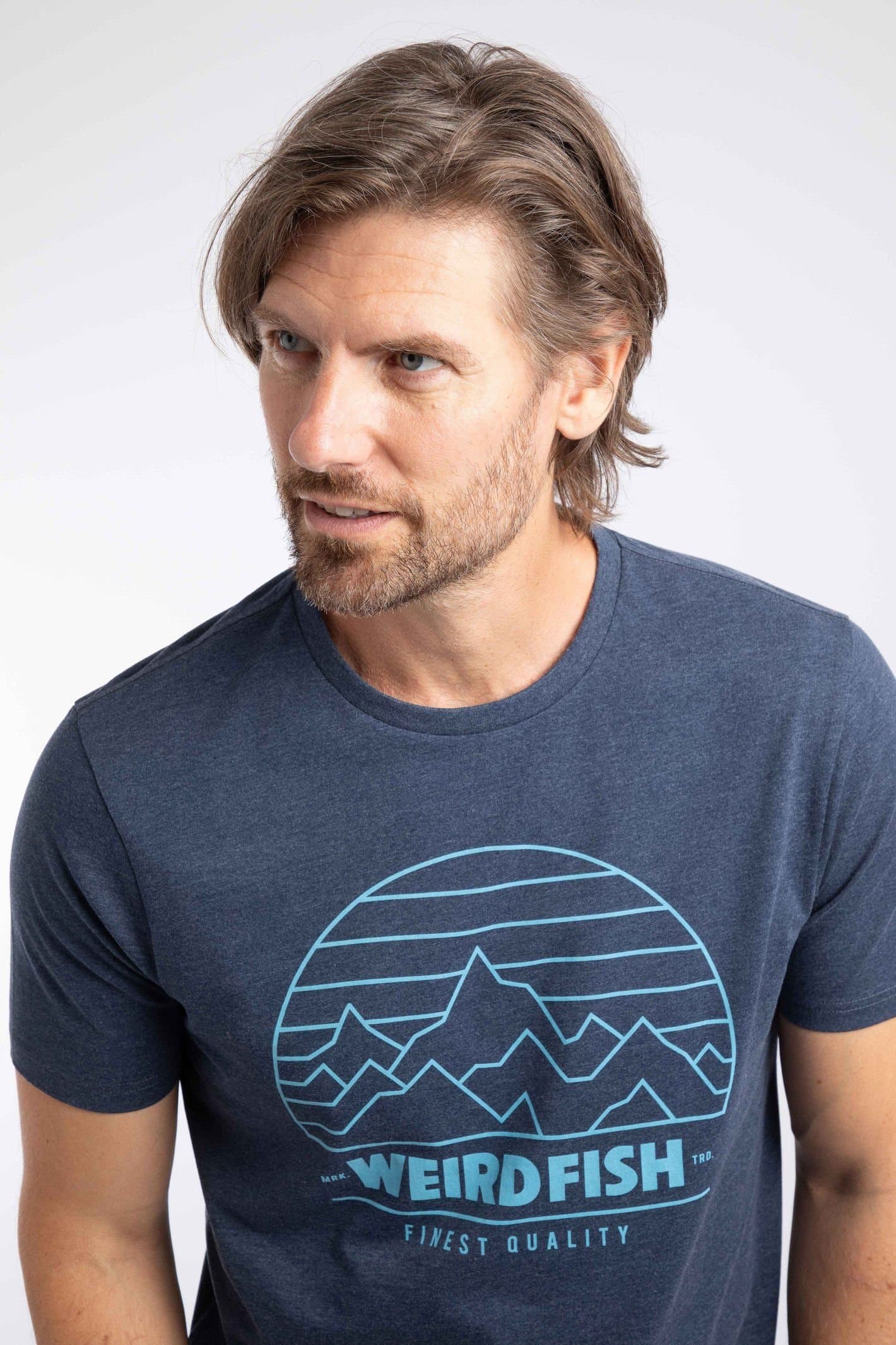 Weird Fish Weird Fish Men's Off Grid Front Print Graphic T-Shirt in Dark Blue