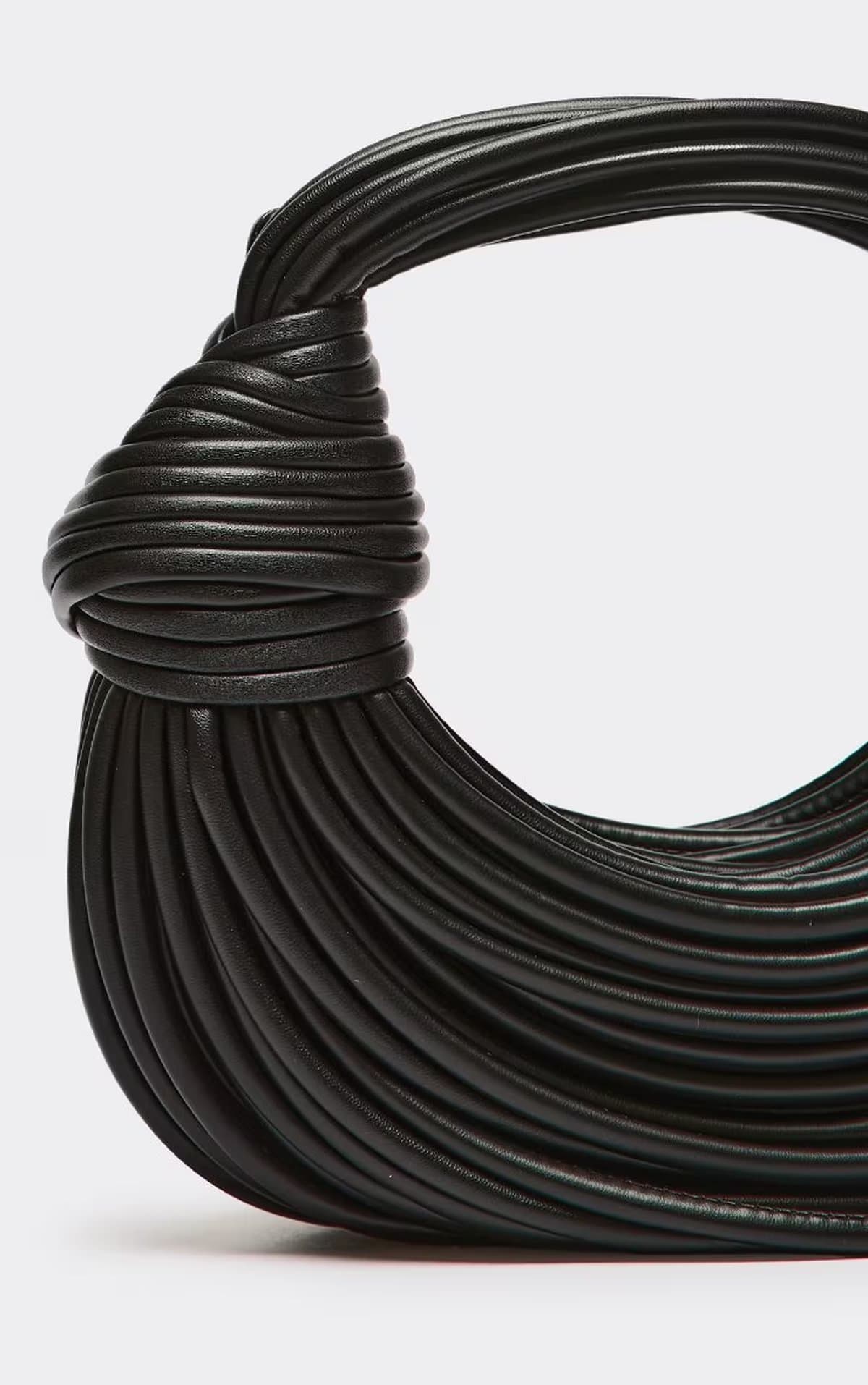 EGO Shining Knotted Strap Grab Bag In Black Faux Leather, Women's Size UK 0