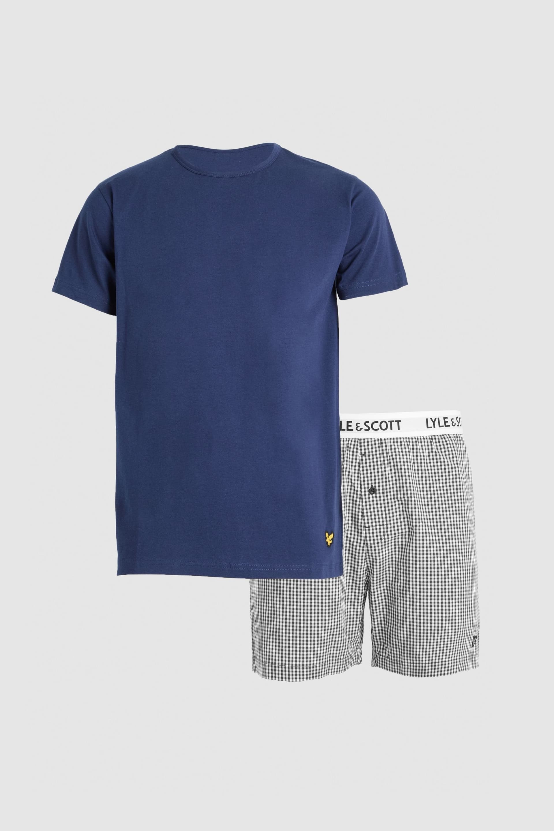 Lyle & Scott Lyle & Scott Men's Kyle Lounge Set Peacoat Gingham in Navy