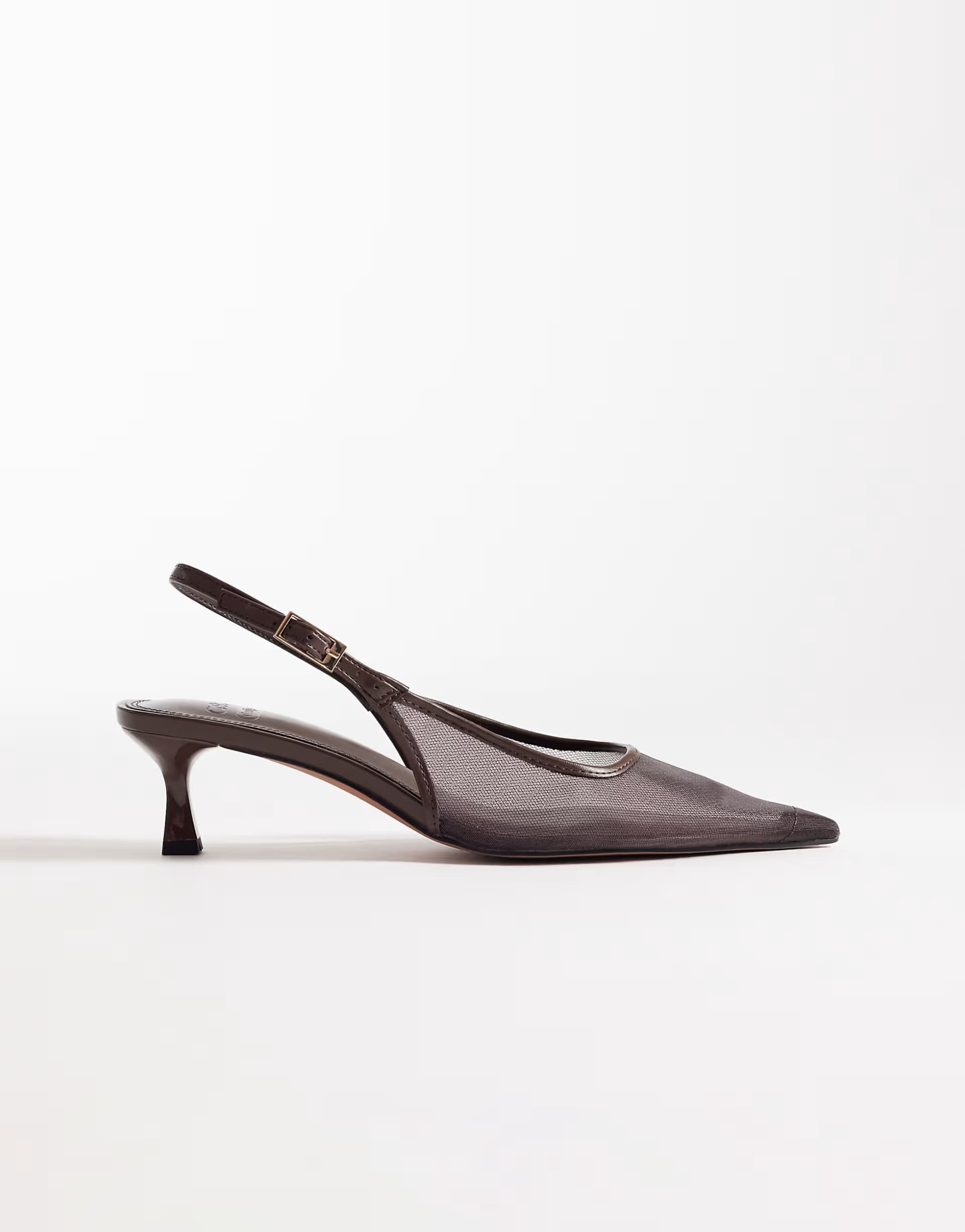 ASOS ASOS DESIGN Skip slingback kitten heel shoes in chocolate mesh