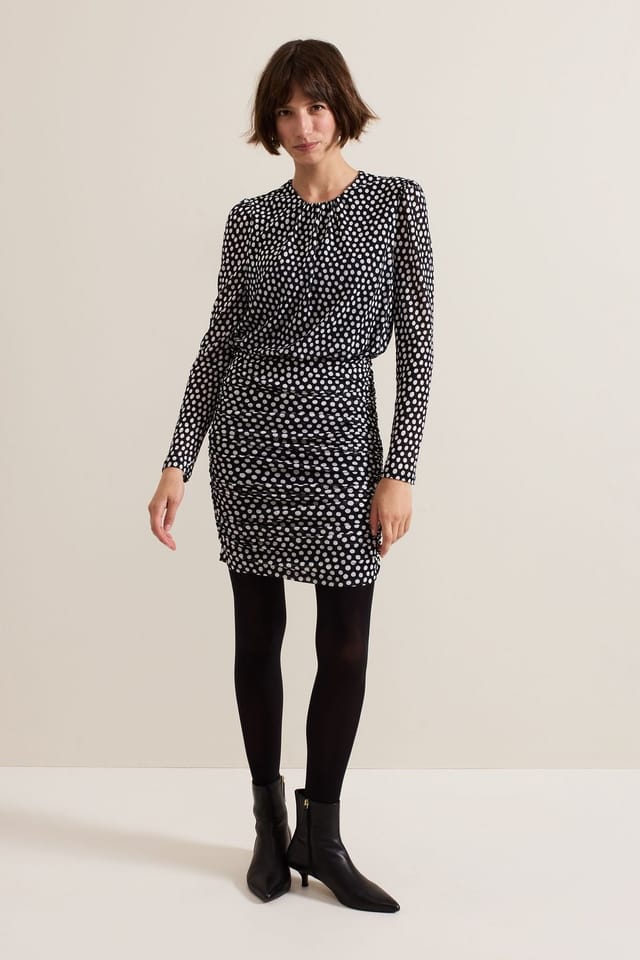 Phase Eight Phase Eight Women's Teodroa Ruched Polka Dot Mini Dress in Black - 3