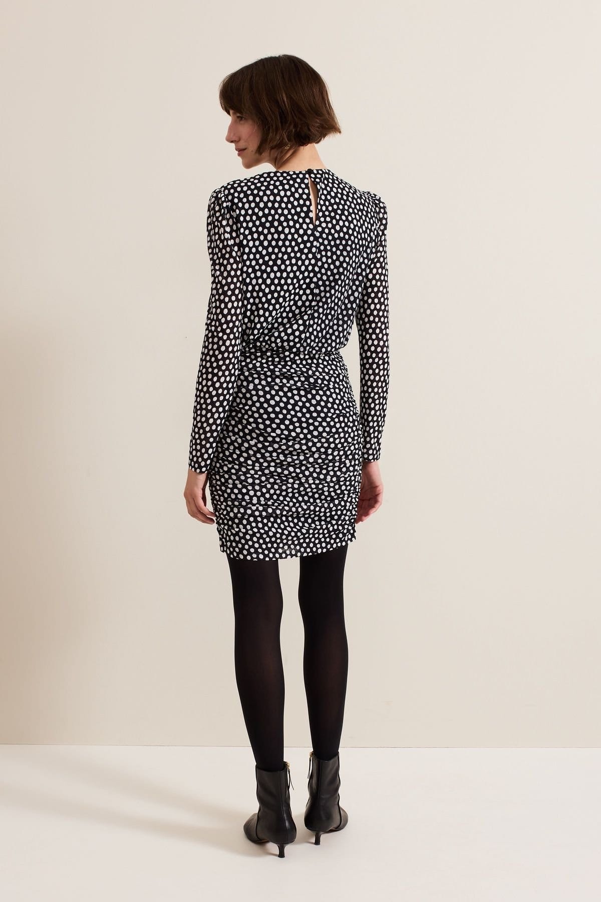 Phase Eight Phase Eight Women's Teodroa Ruched Polka Dot Mini Dress in Black - 4