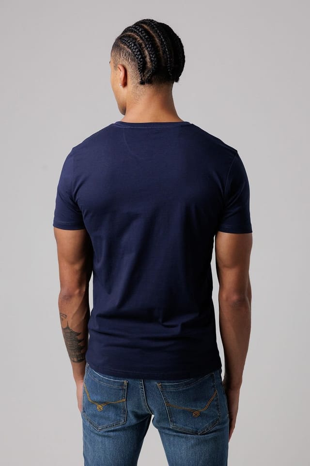 Firetrap Firetrap Men's Regular Fit Cotton T-Shirt with Logo in Navy - 2