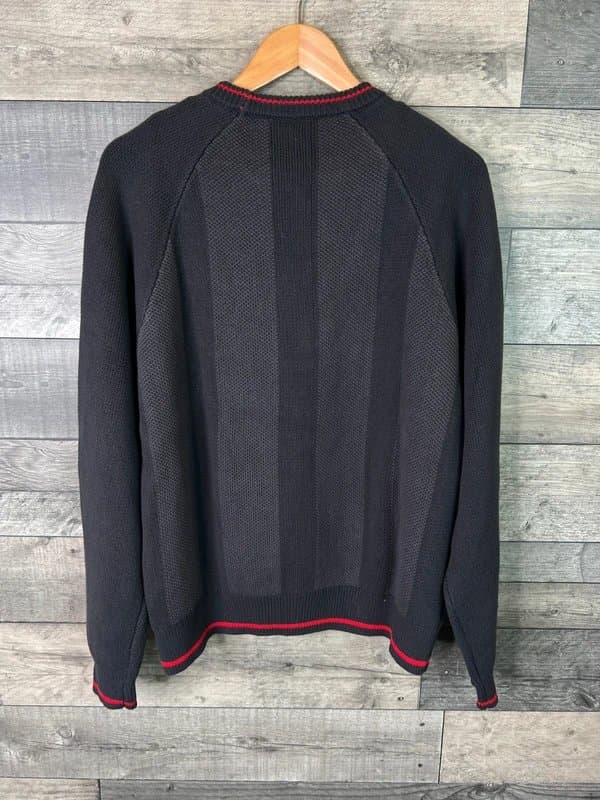 Urban Outfitters Urban Outfitters iets frans Mens Football Knit Jumper Size Large Black Grey Sweater Pullover
