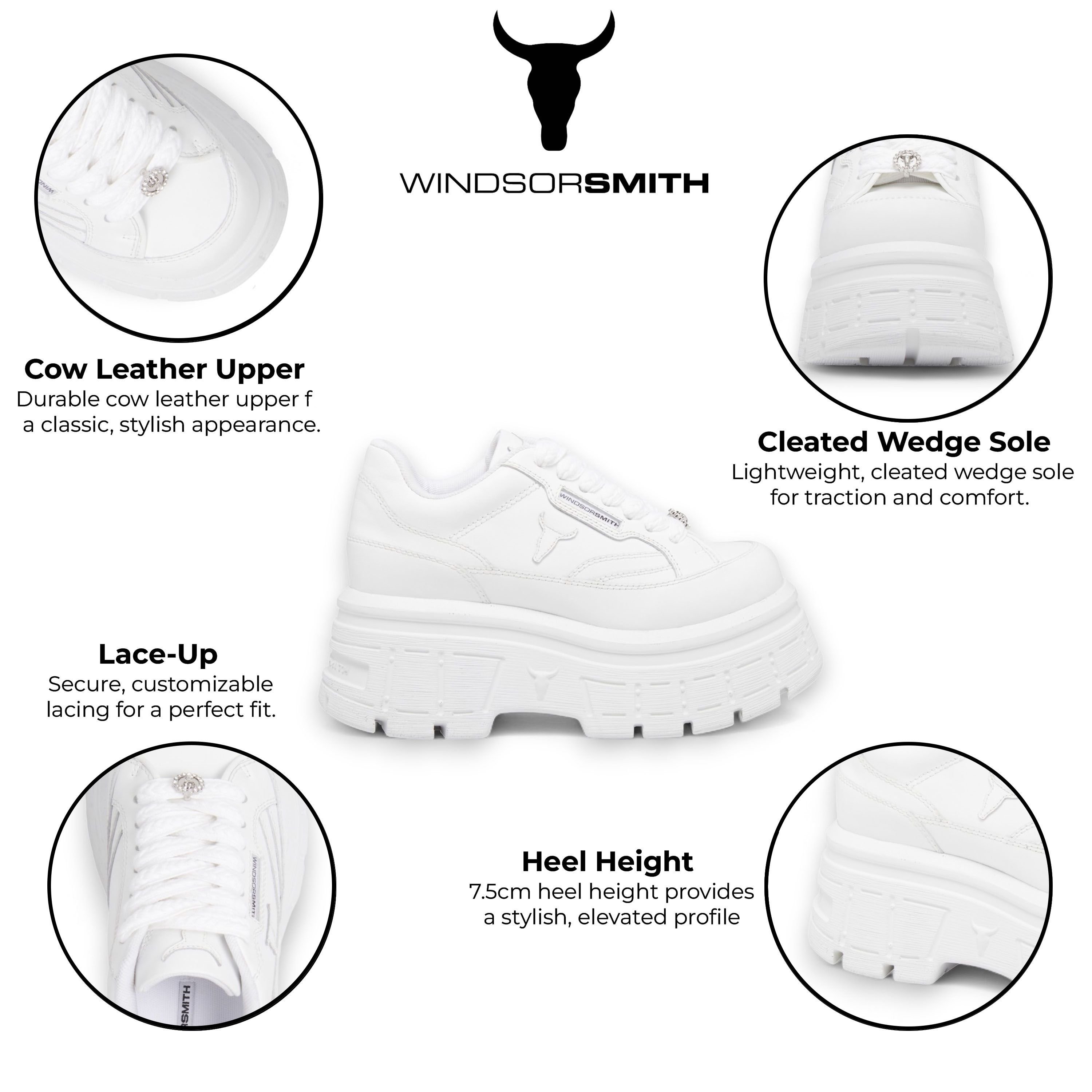 Windsor Smith Windsor Smith Women's Chunky Leather Sneakers - Swerve in White - 2