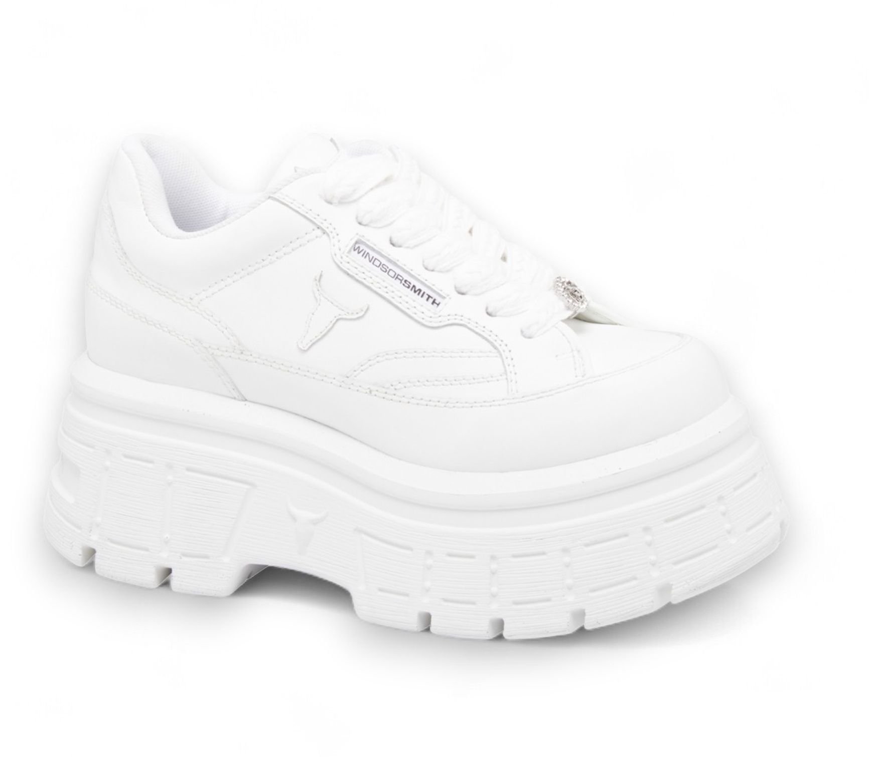Windsor Smith Windsor Smith Women's Chunky Leather Sneakers - Swerve in White - 3