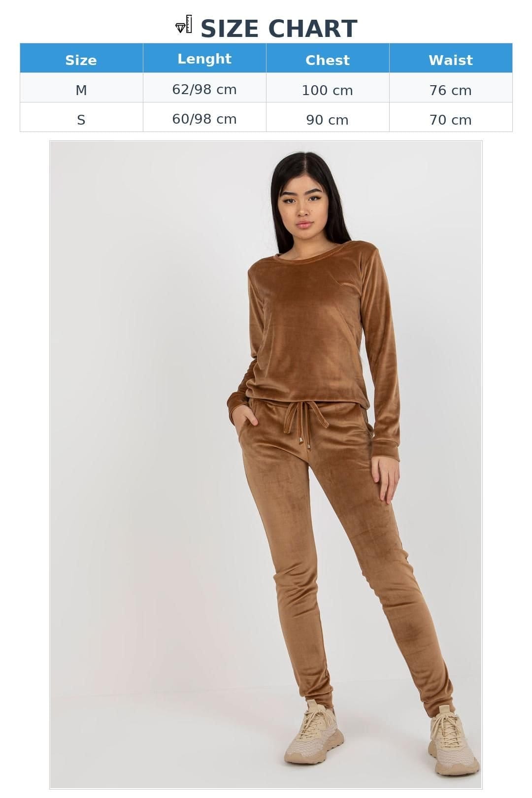 Love Lace Love Lace Women's Velour Tie Waist Blouse & Pants Set in Brown - 4