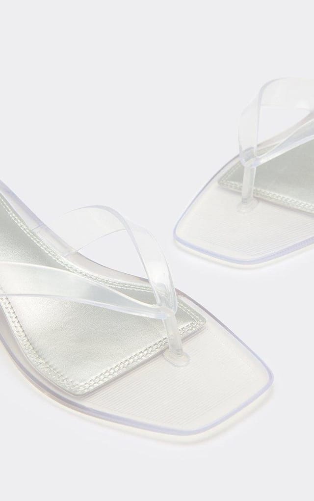 EGO Glisten Thong Strap Kitten Heeled Mule In Clear Rubber, Women's Size UK 3 - 2