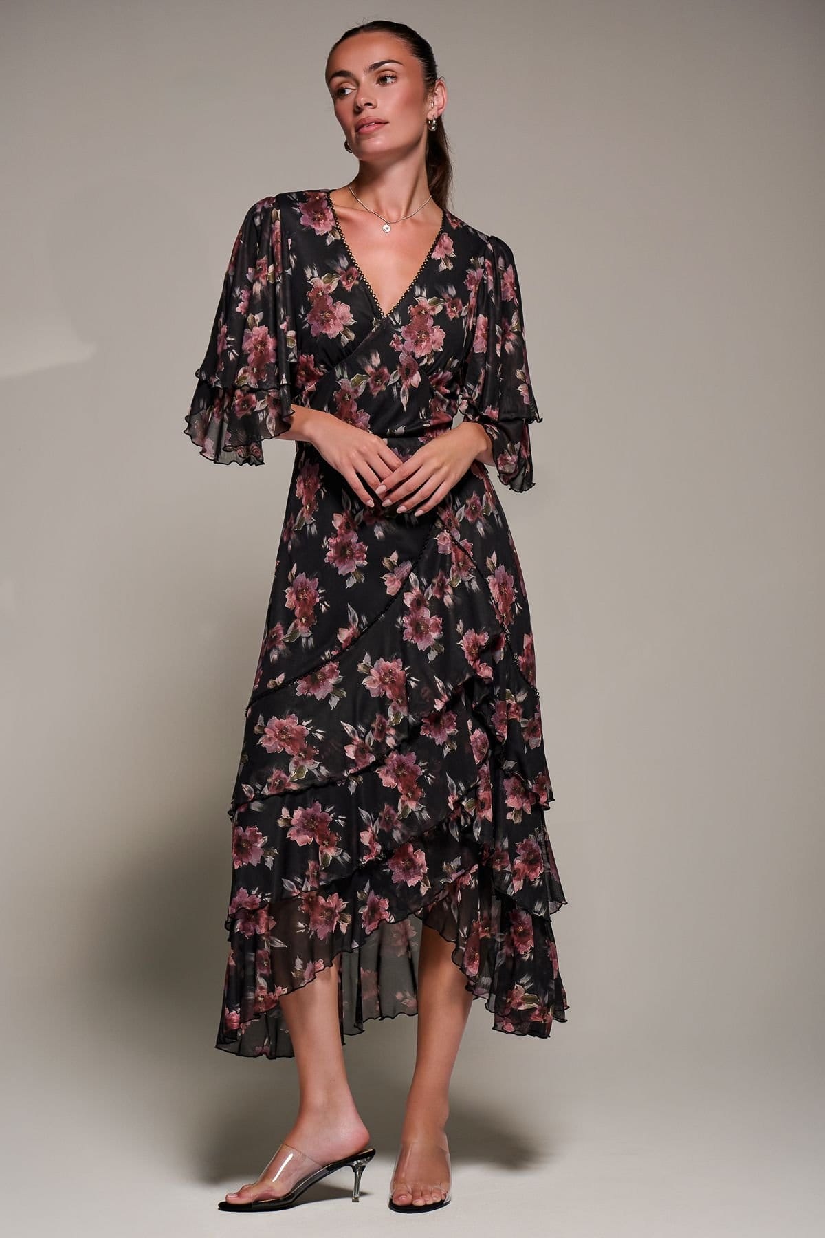 Jolie Moi Jolie Moi Women's Frill Trim Mesh Maxi Dress - 4