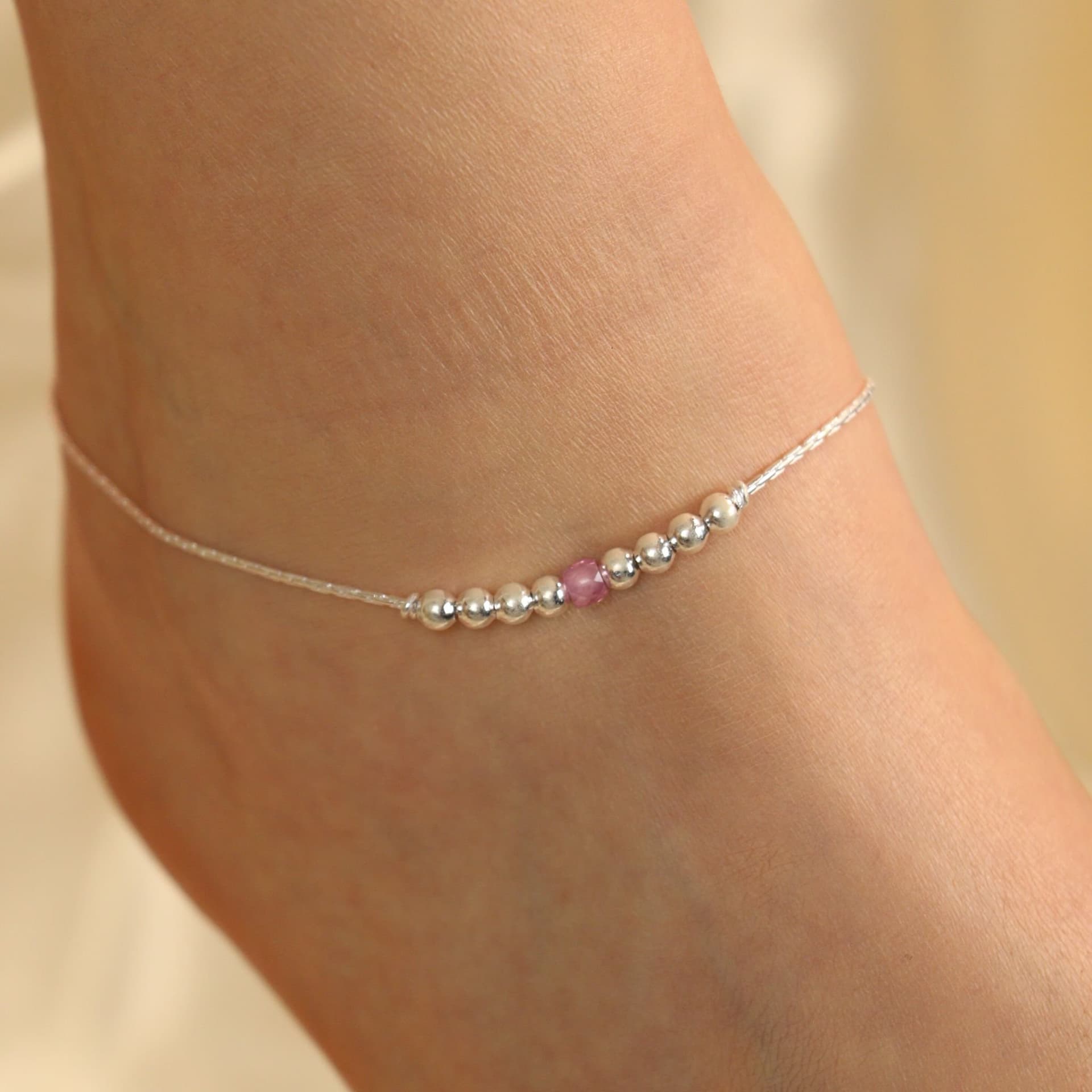 The Colourful Aura The Colourful Aura Silver Pink Silver Anklet