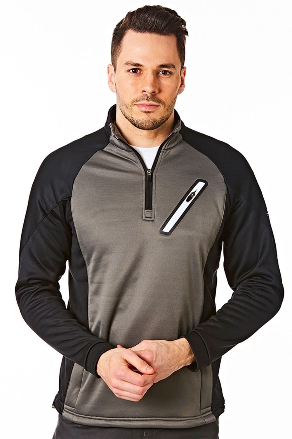 Under Par Under Par Men's Raglan Sleeve Zip Neck Mid Layer in Grey