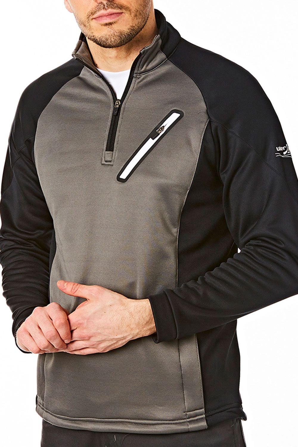 Under Par Under Par Men's Raglan Sleeve Zip Neck Mid Layer in Grey - 2