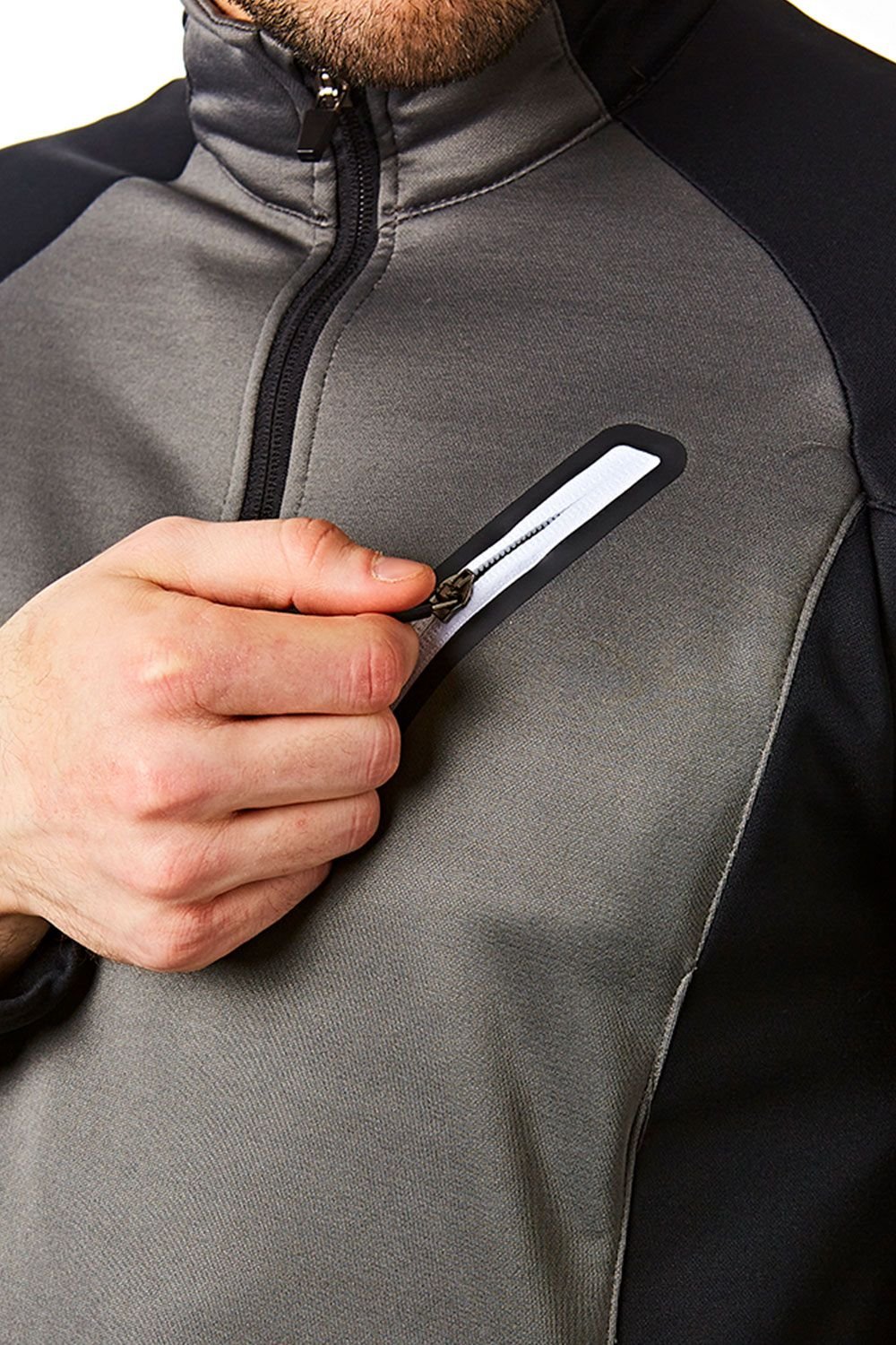 Under Par Under Par Men's Raglan Sleeve Zip Neck Mid Layer in Grey - 4