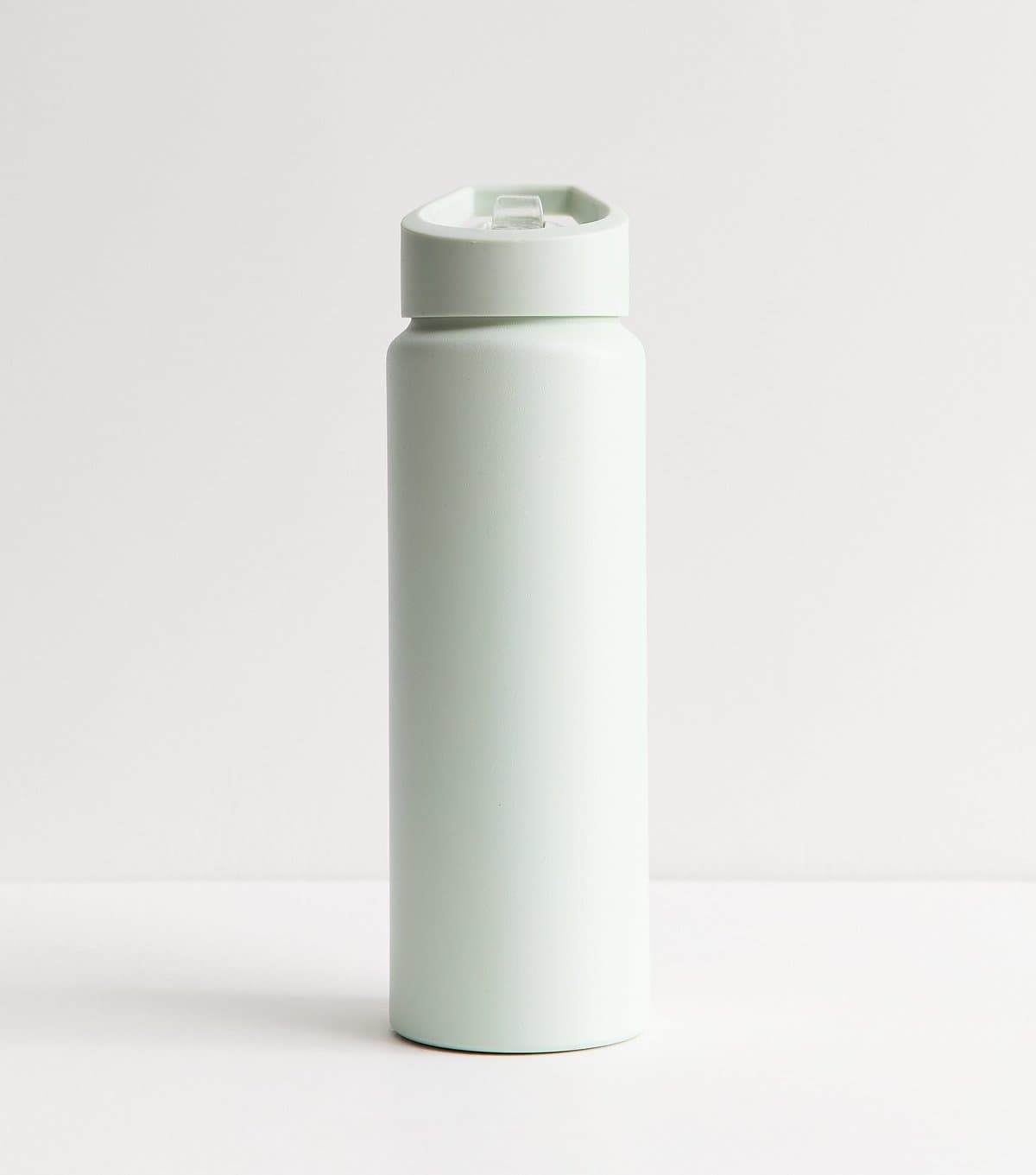 New Look Green Pop Lid Straw Metal Water Bottle New Look