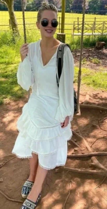 Never Fully Dressed Never fully dressed white harmony layered long sleeve crep midaxi dress - Size 8
