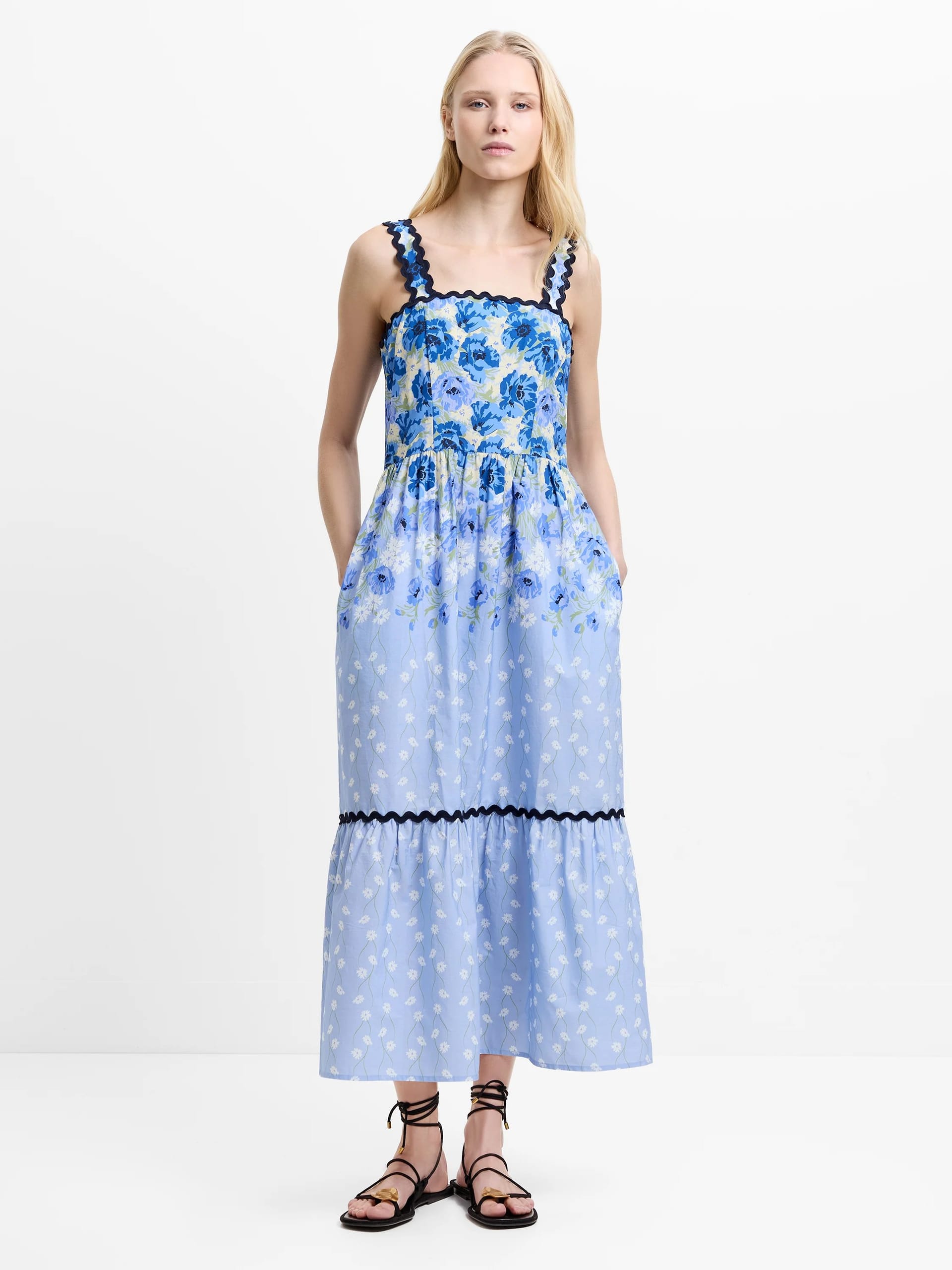 French Connection Blue Floral Print Sundress