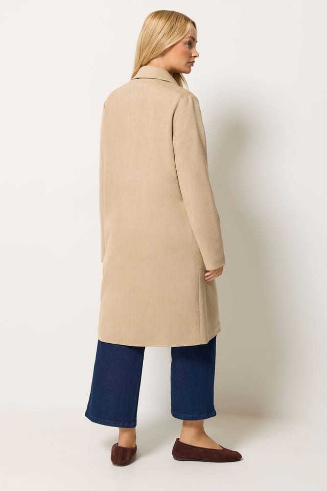 M&Co M&Co Women's Faux Suede Midi Trench Coat in Nude - 3