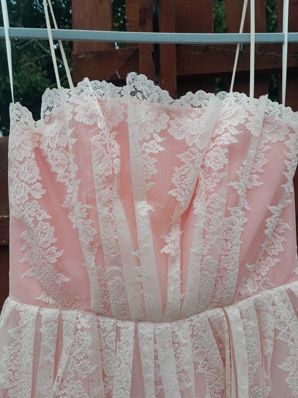 Topshop Pink lace coquette prom dress bridgerton