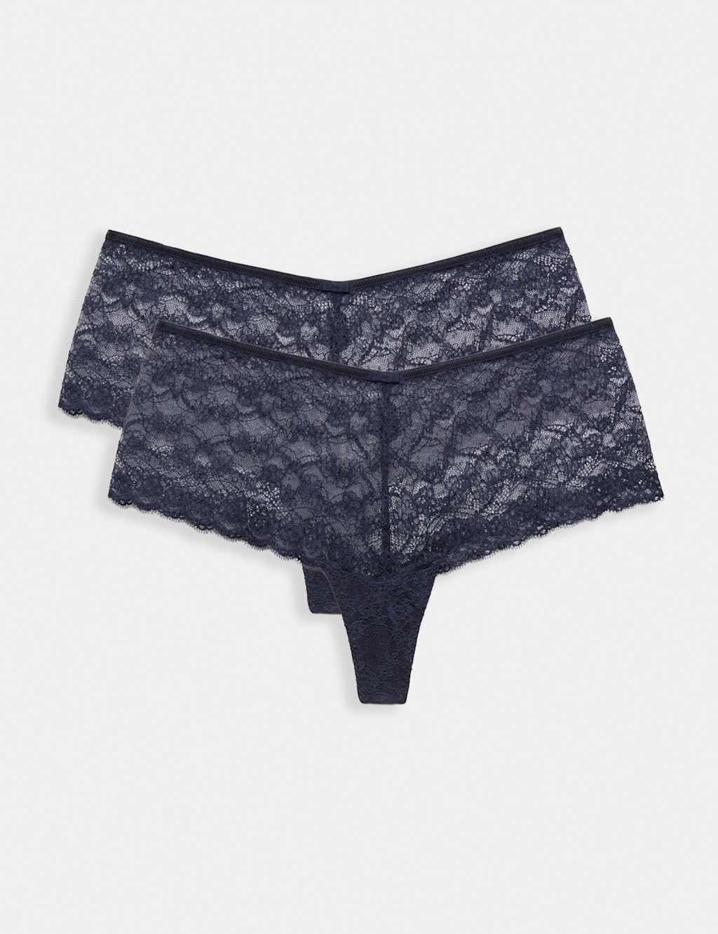 Marks & Spencer M&S 2 Pack Ida Lace High Rise Knicker Shorts Nightshade - 1
